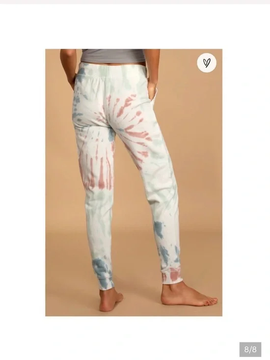 Lulus Z Supply Women’s Multicolor White String Tie Joggers with pockets Size M - Picture 2 of 9